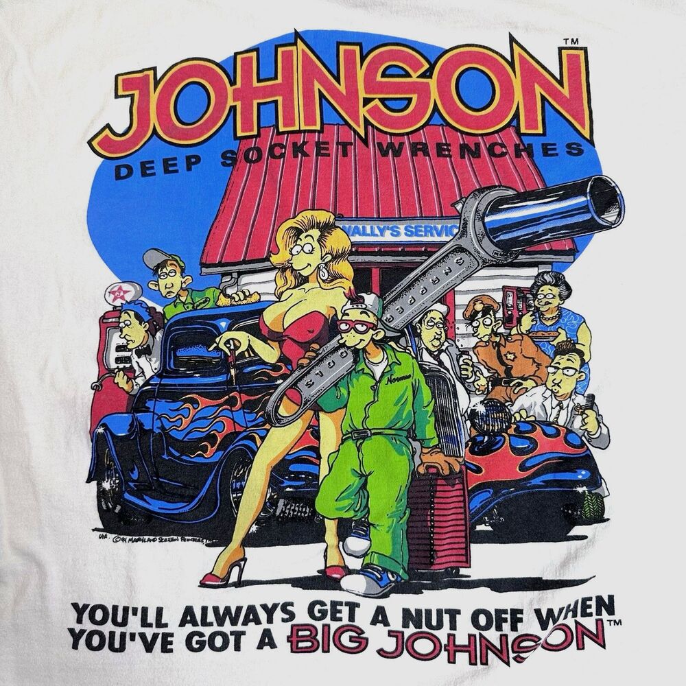 Big Johnson Wrenches Deep Sockets Shirt Men XL Made In USA Vintage 1994